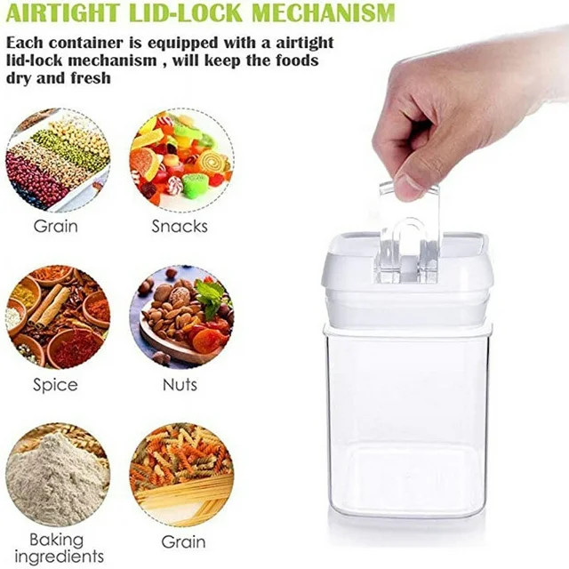 7 Pcs Airtight Food Storage Containers, BPA Free Plastic w/ 10 Labels & 1 Marker