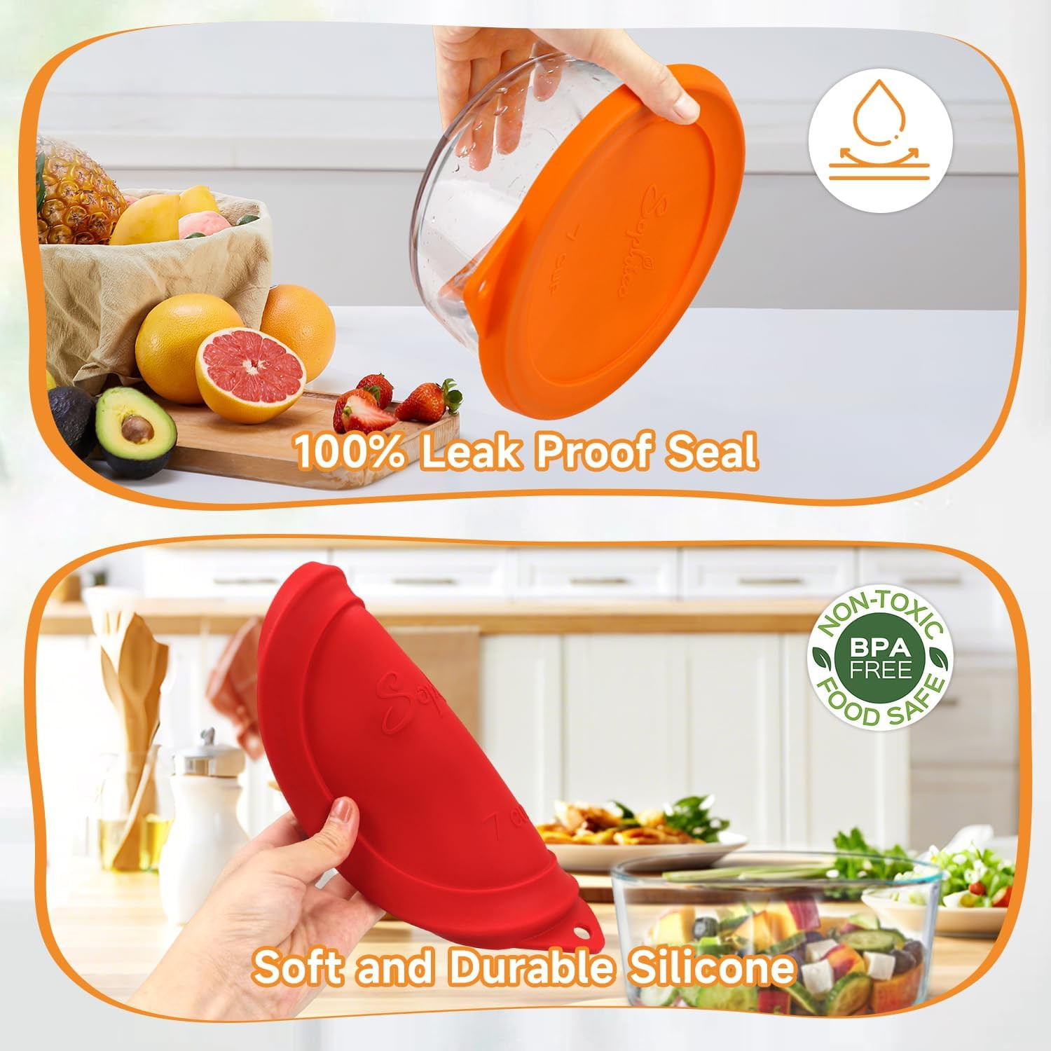 1 Cup round Silicone Storage Cover Lids Replacement for Anchor Hocking and Pyrex