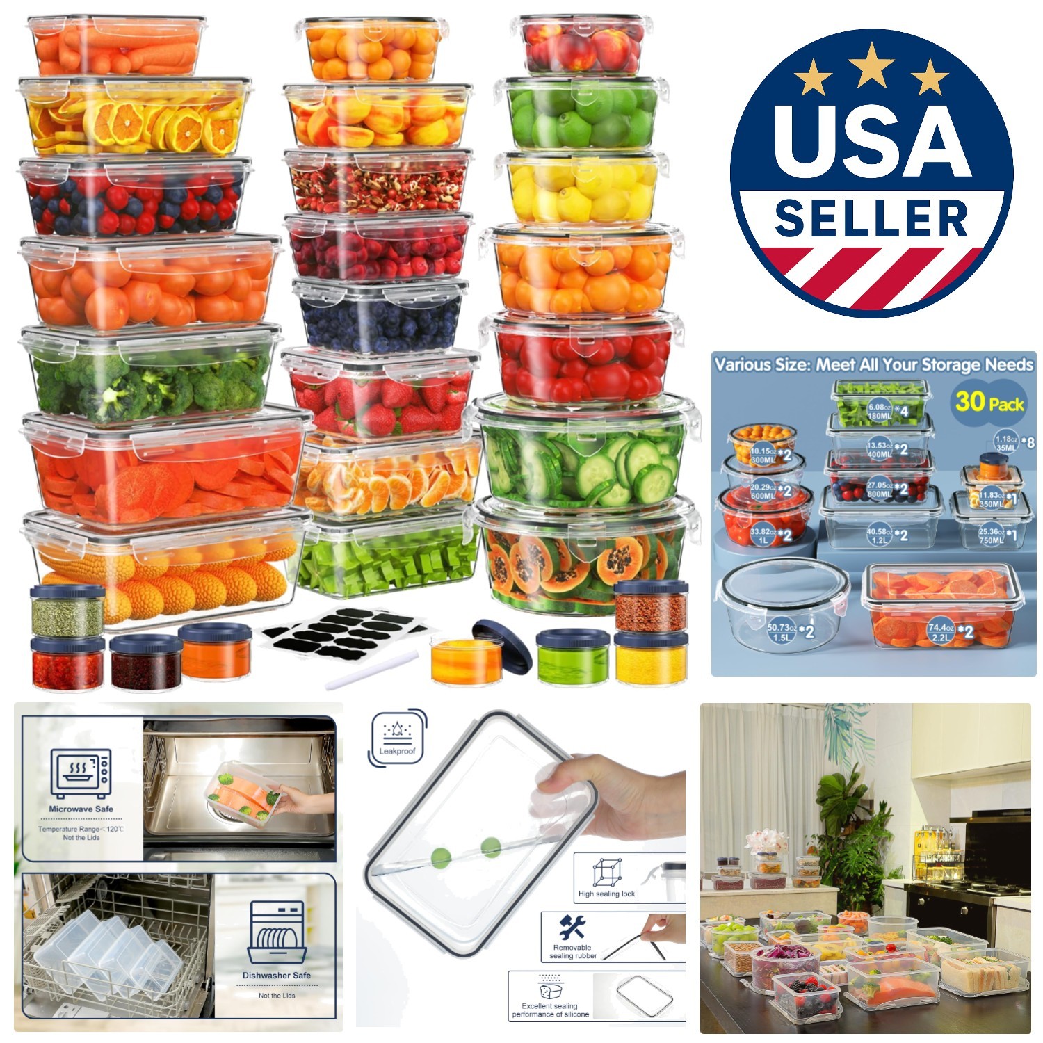 Versatile 60-Piece Food Storage Containers – BPA-Free, Freezer & Microwave Safe