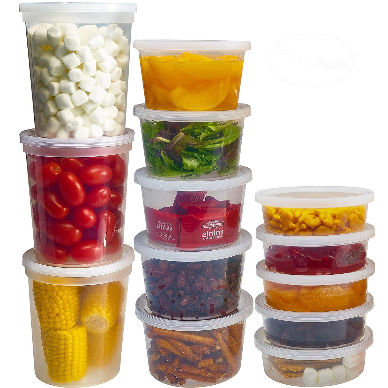 DuraHome Food Storage Containers with Lids 8oz, 16oz, 32oz Freezer Deli Clear
