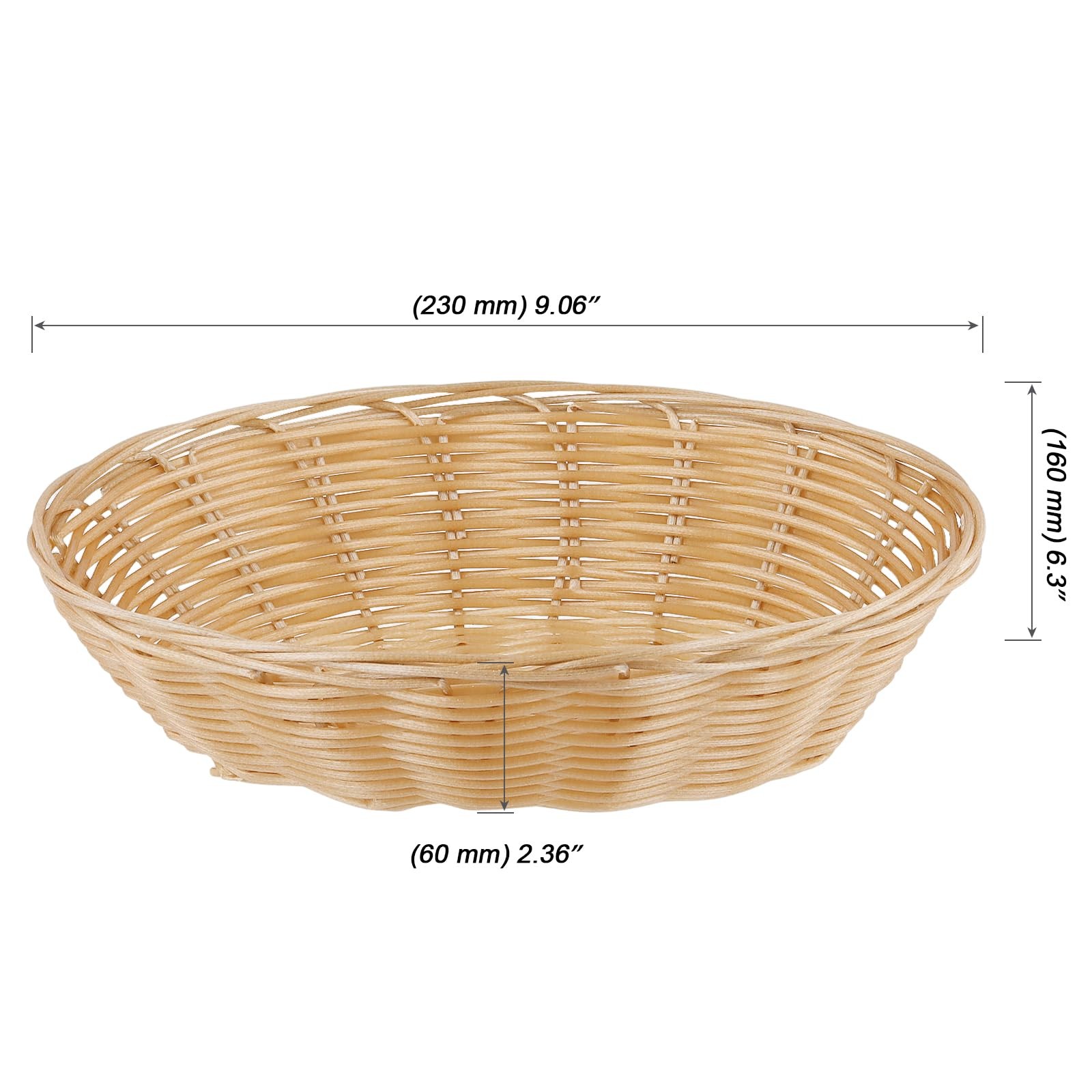 20 PCS 9x6x2.3 Inch Oval Small Woven Bread Basket Food Serving Light Brown