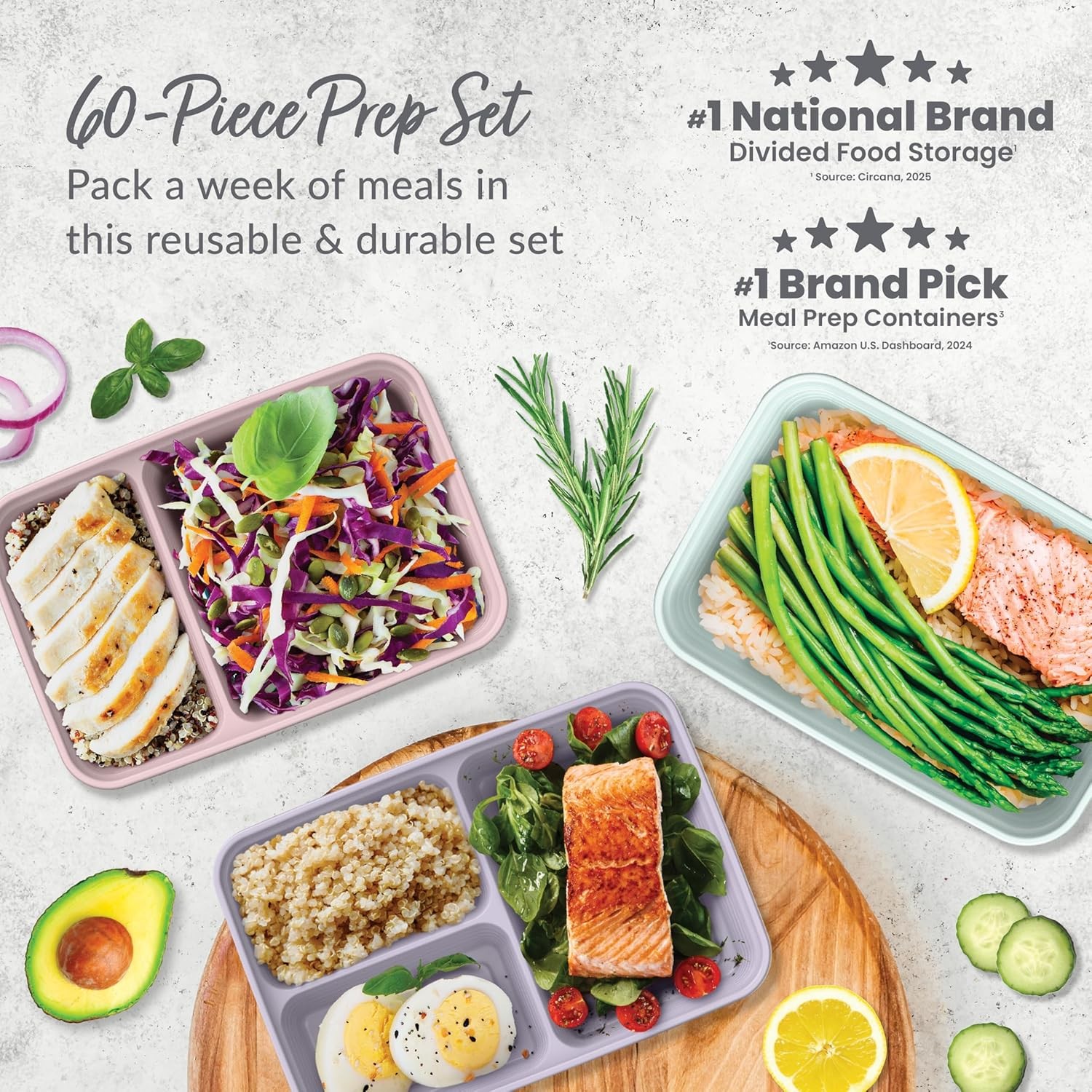 Bentgo Prep 60-Piece Meal Prep Kit Reusable PFAS & BPA-Free Food Containers