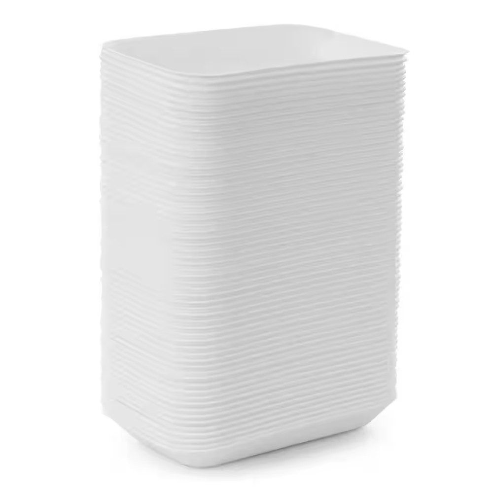 White Foam Disposable Food Tray with Bpa-Free Material for Kitchen Use, 60 Pcs,
