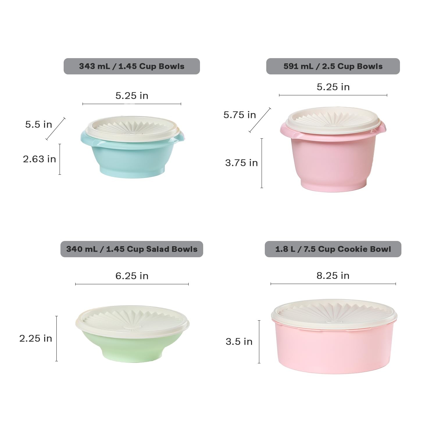 Tupperware Heritage Collection 36 Piece Food Small to Medium, Vintage Colors