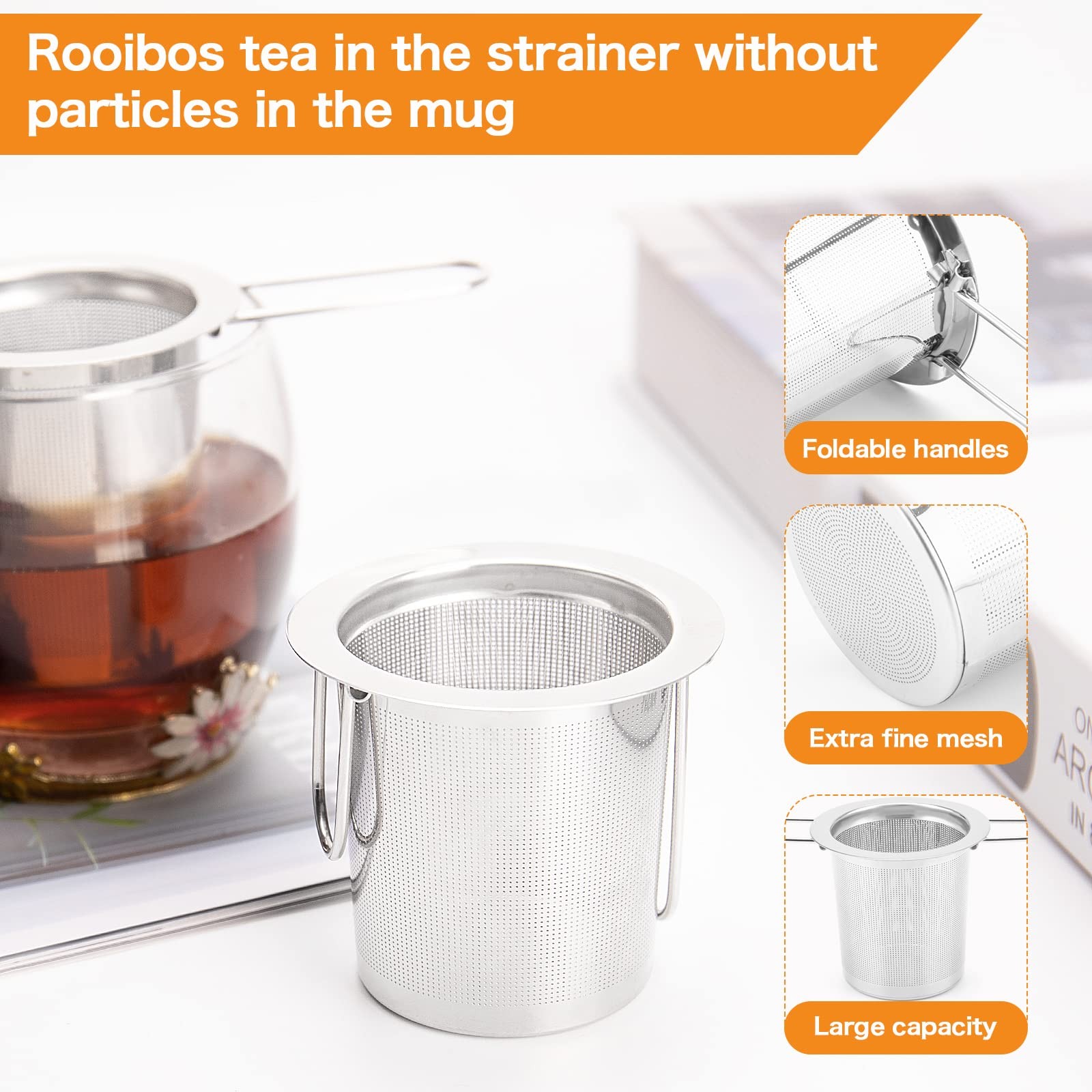 2Pack Tea Strainer, Stainless Steel Infuser 2 Count (Pack of 1), Silver