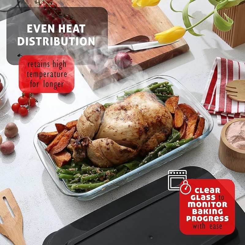 Glass Food Storage Containers 8pc Airtight Bakeware Set Oven Microwave Safe New