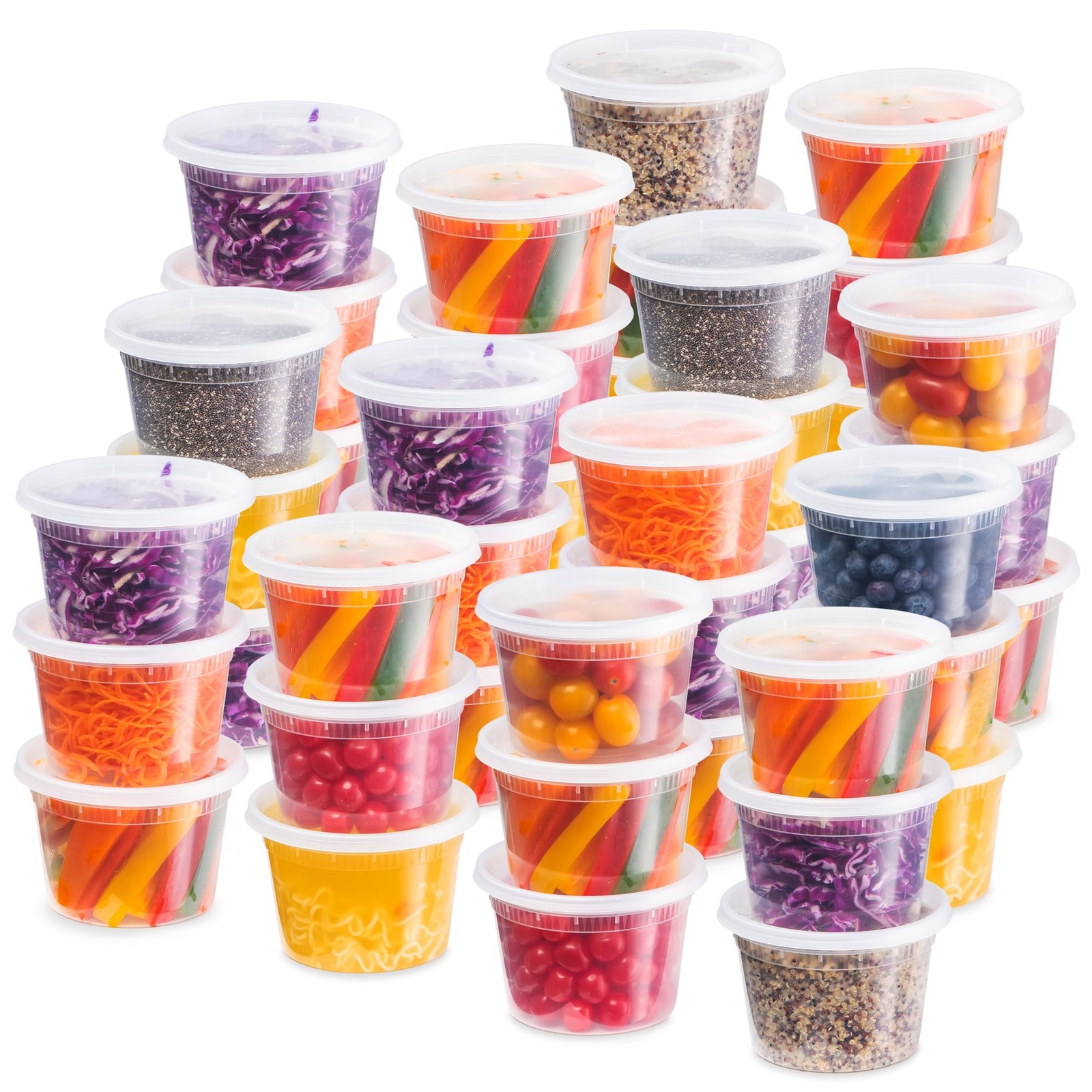 Plastic Deli Food Storage Containers With Leak-Proof Lids 48 Pack, 16 Oz | Mi…