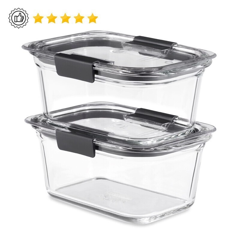 4.7 Cup Glass Food Storage Containers Portable 2-Pack W/ Lids BPA Free Sturdy