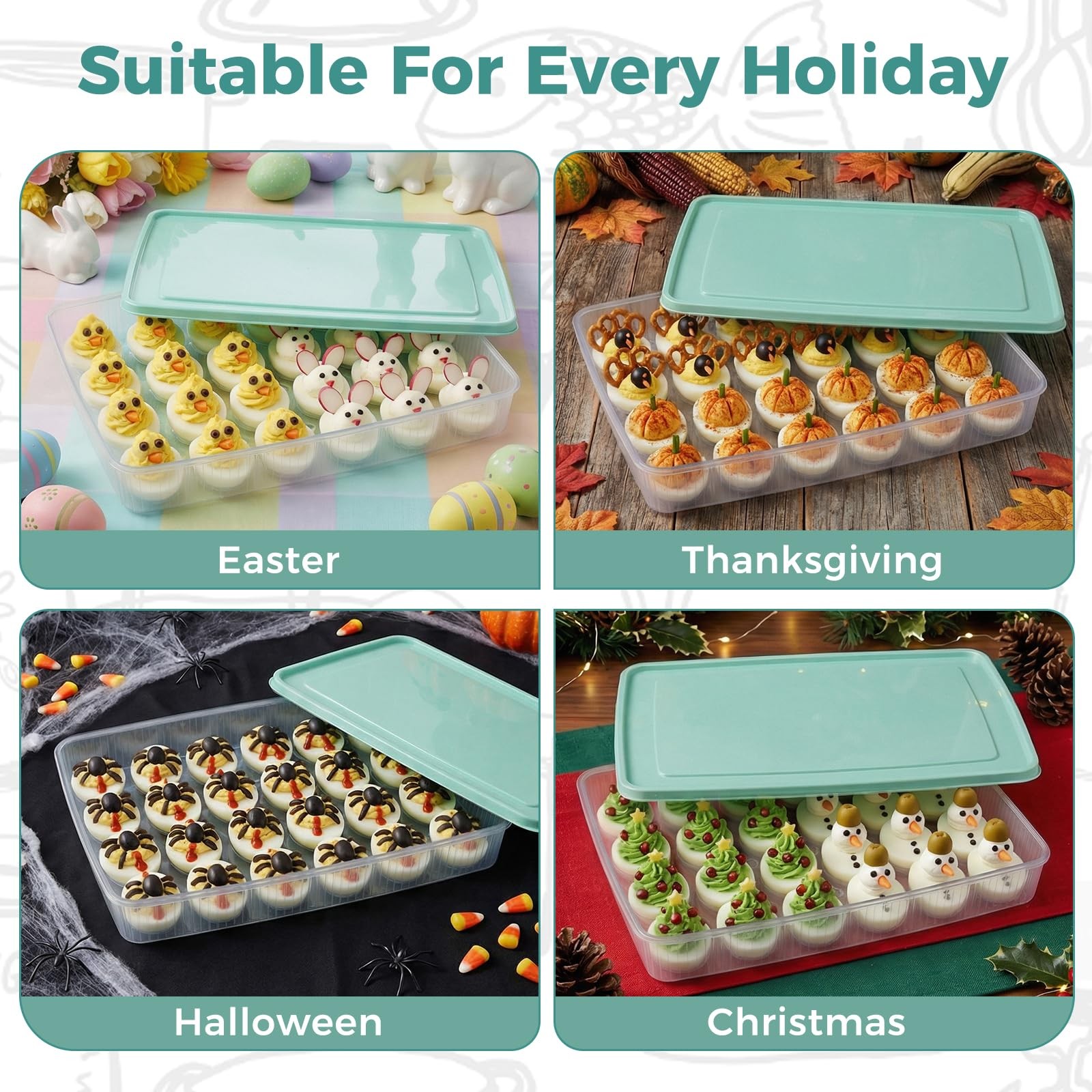 Deviled Egg Containers with Lid, (Set of 2), Deviled Egg Holder Tray Carrier …