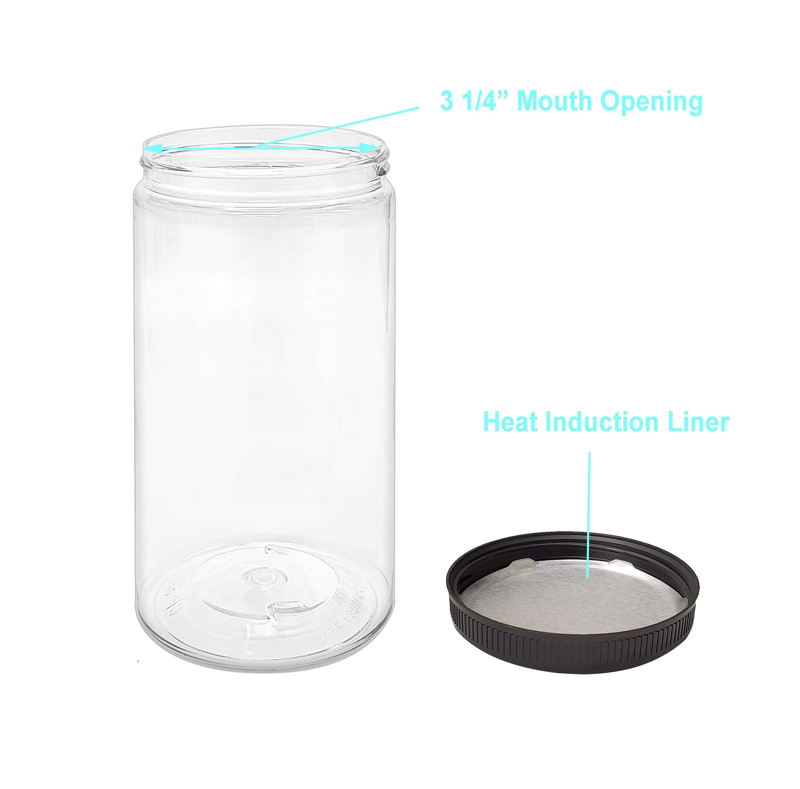 ljdeals 32 oz Clear Plastic Jars with Lids, Storage Containers, 32 oz,