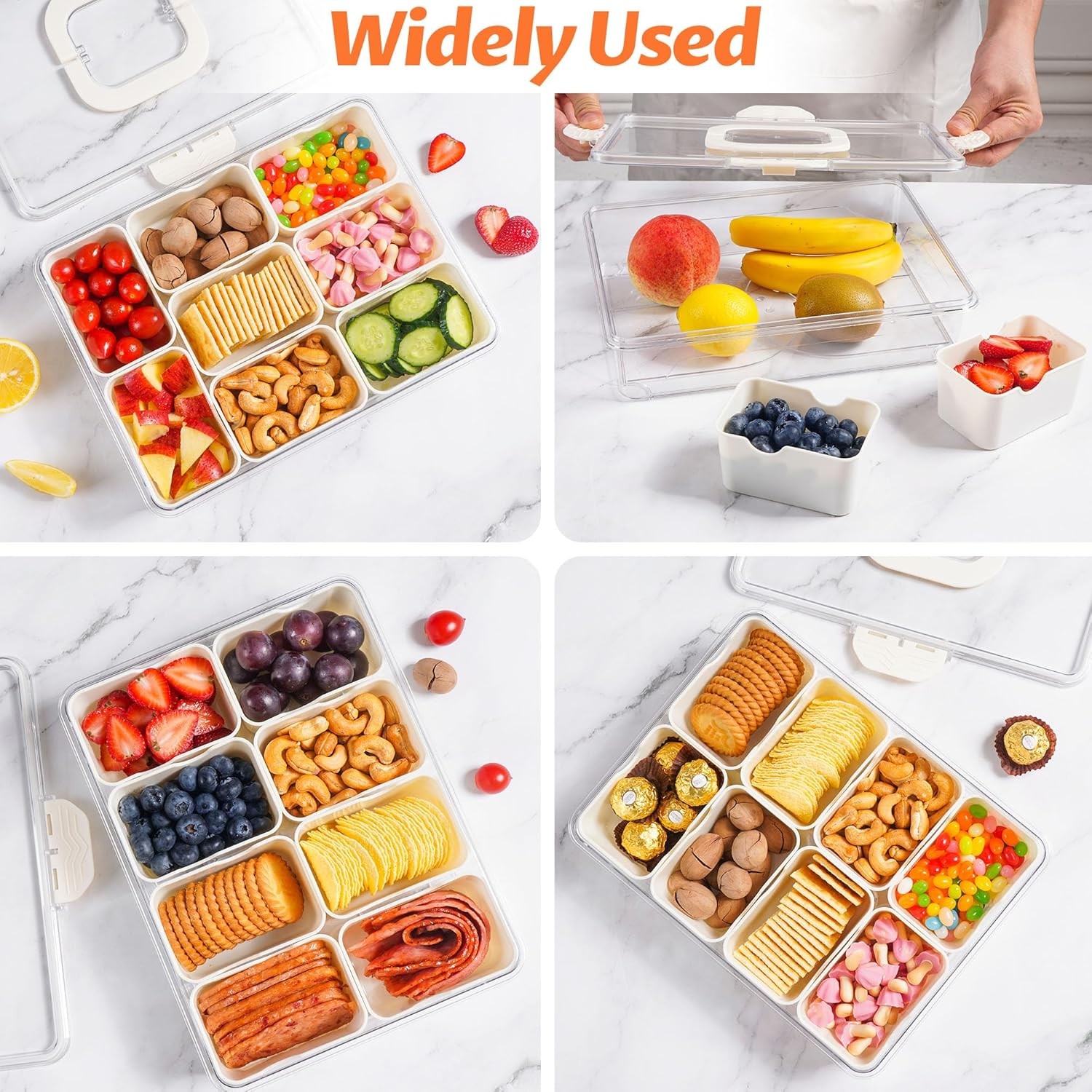 Snackle Box Container, Dishwasher Safety – Divided Serving Tray with Lid and