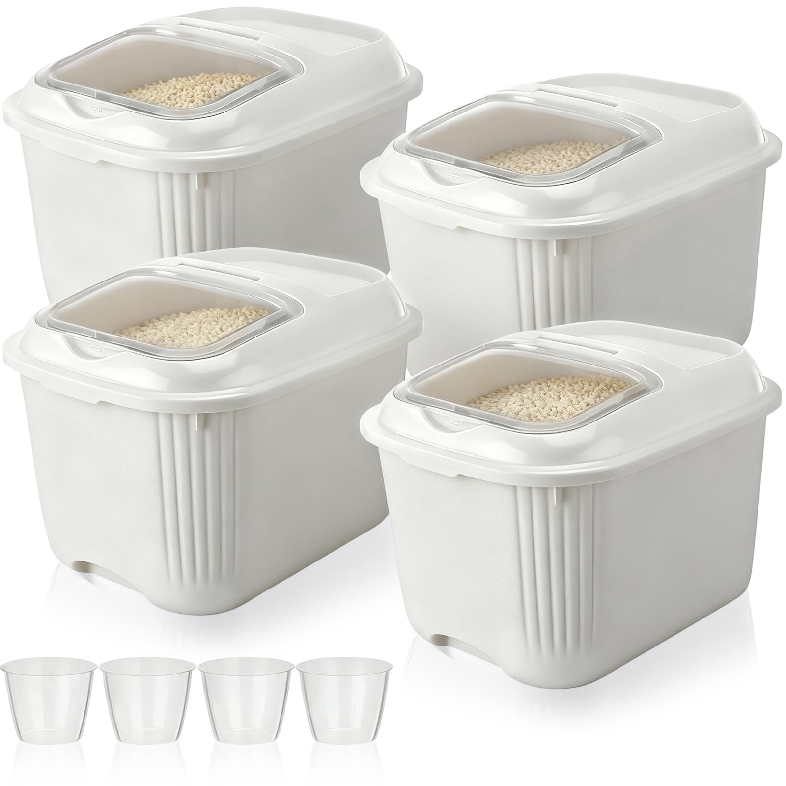 4 Pack Sugar Storage Containers Flour Bin with Wheels Large Pet Dog Food Stor…