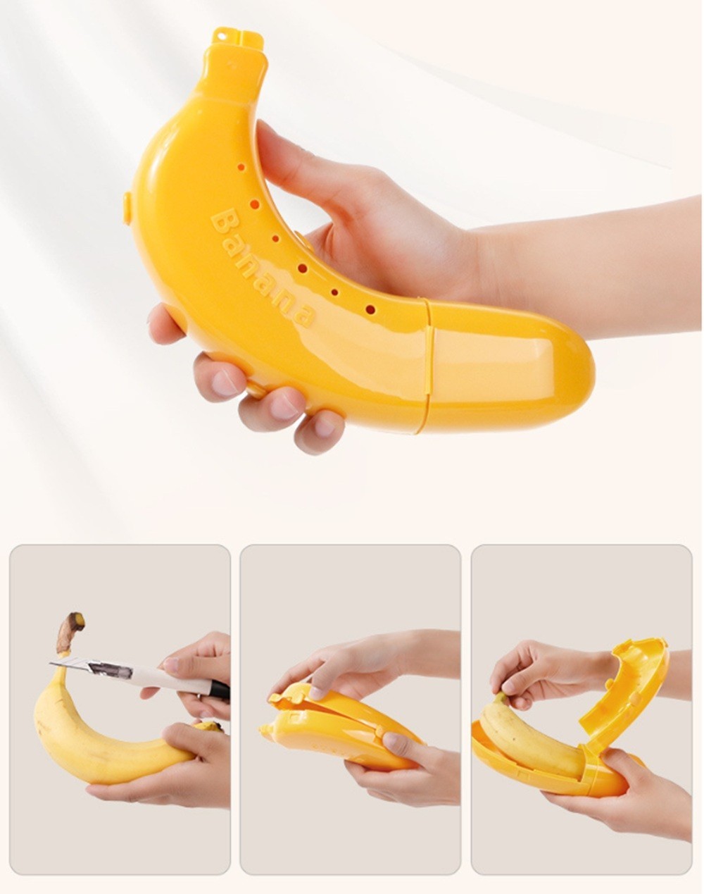 2-Pack Banana Keeper Case BPA-Free Banana Holder Protector Travel Lunch Box