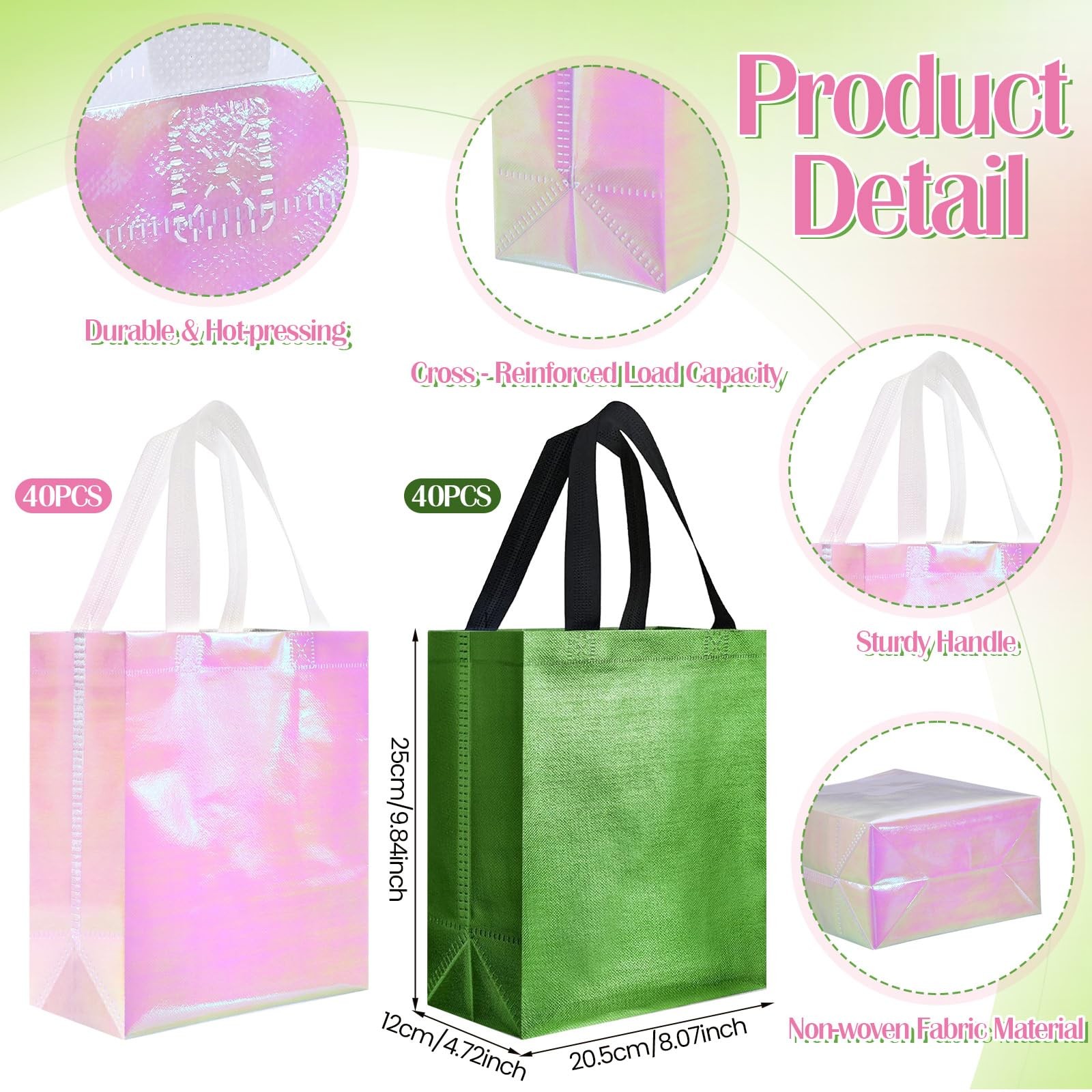 Eccliy 80-Piece Glossy Gift Bags Set Reusable Tote w/Handles Grocery Holiday Pin