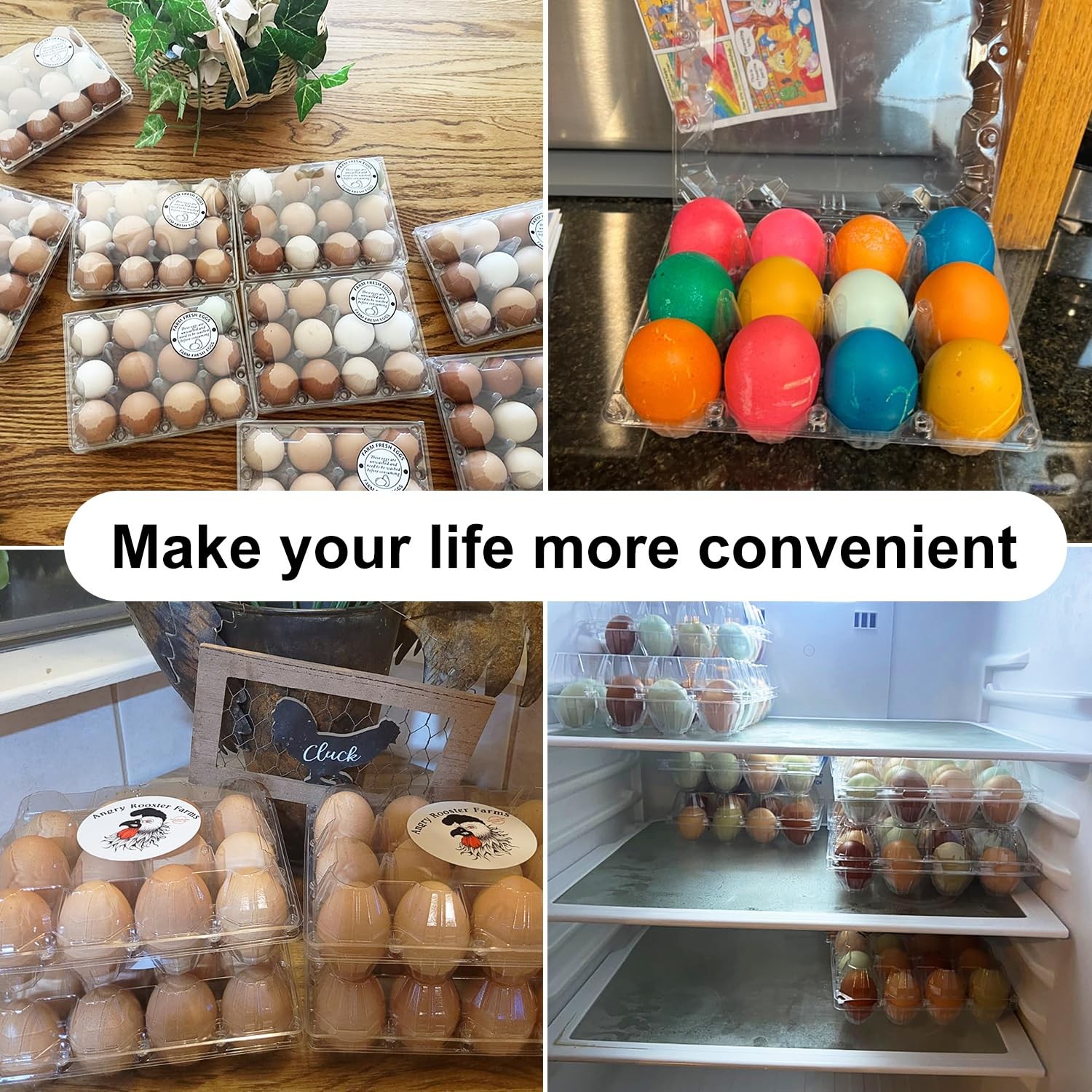 130 Packs 3 x 4 Clear Egg Cartons, 1 Dozen Plastic Egg Cartons, Transparent C…