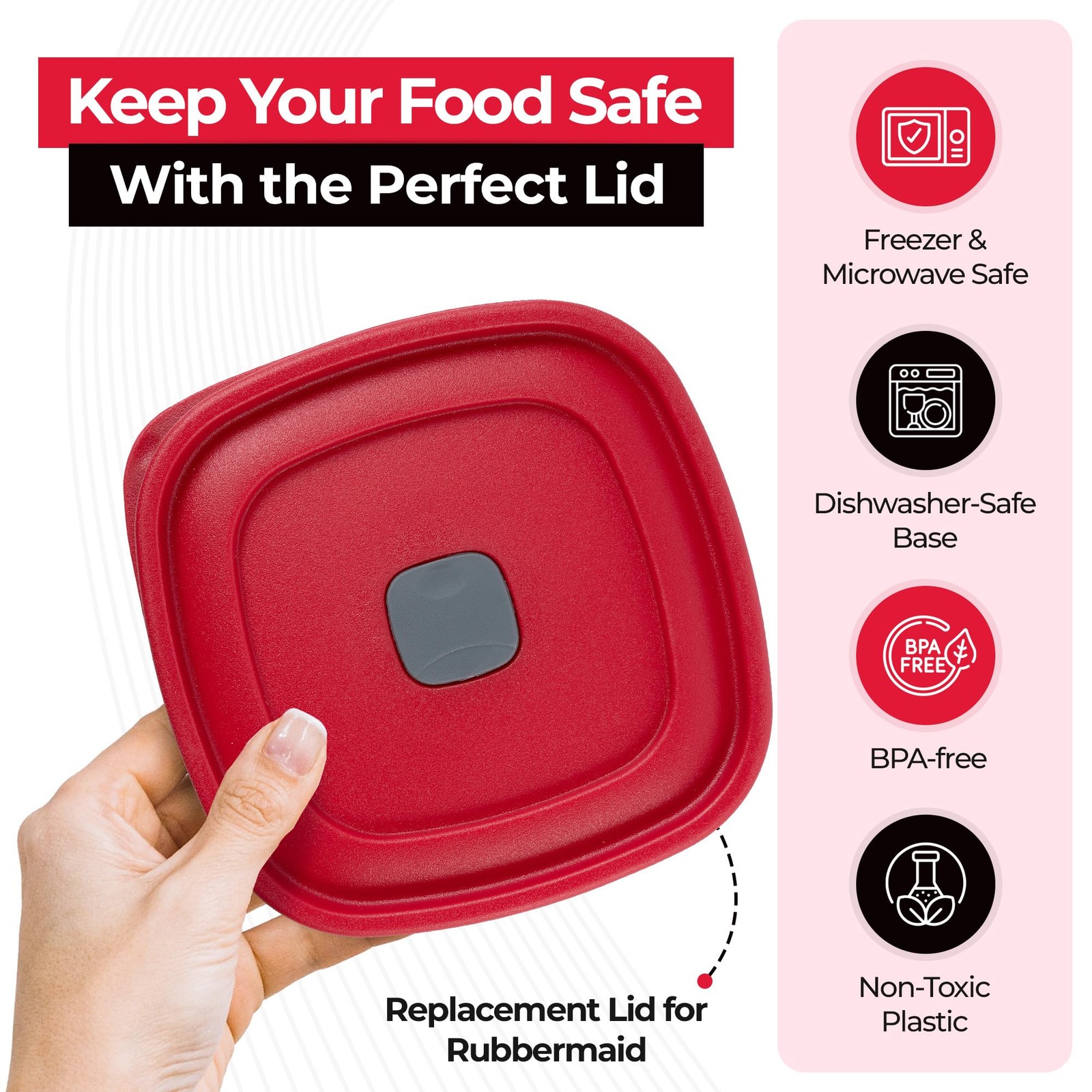 Replacement Lids for Rubbermaid 1/2-Cup, 1.25-Cup, 2-Cup, 3/5/7 Cup, Bundle 1