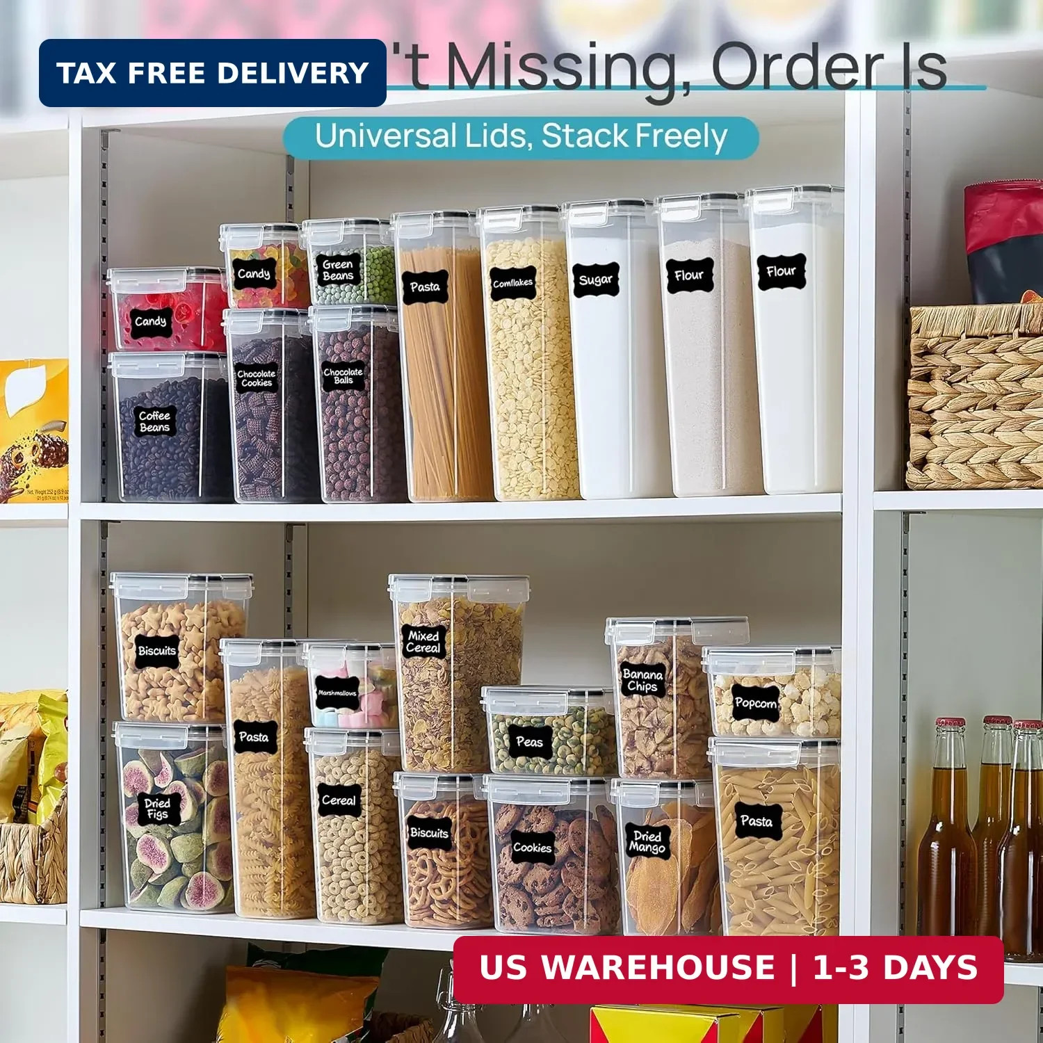 Airtight Food Storage Containers with Lids, Vtopmart 24 pcs Plastic Kitchen and