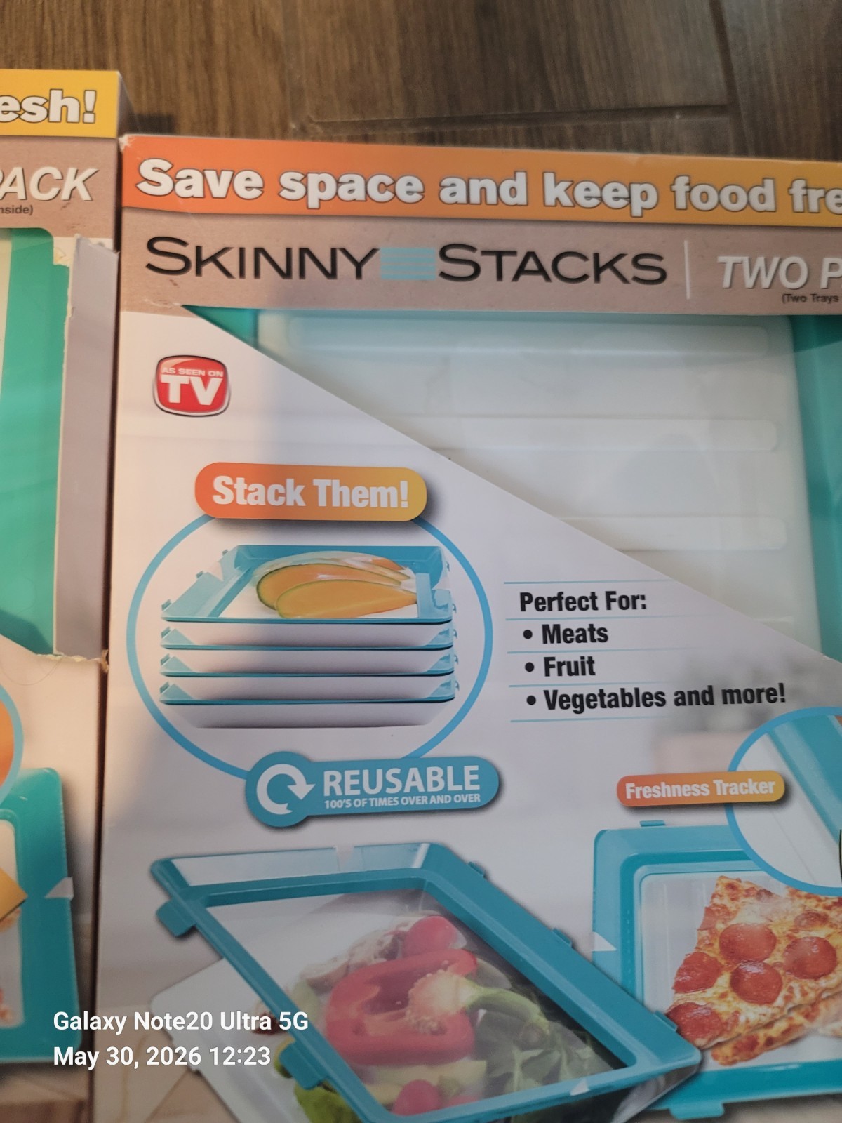 Lot of 2 Skinny Stacks Food Storage Trays Two Pack As Seen On TV BPA Free Blue