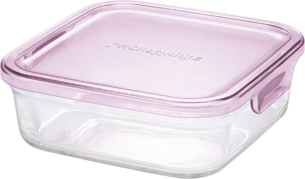 iwaki Heat-Resistant Glass Storage Container Pink Square M 800ml KC3247N-P