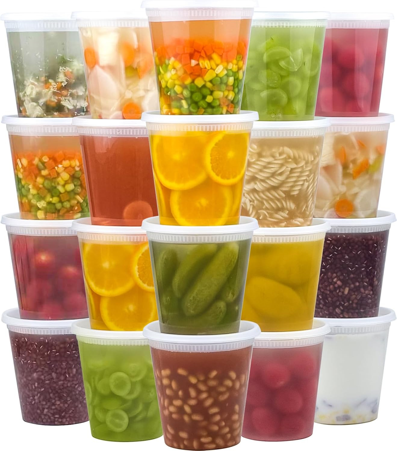 50 Set 32 Oz Deli Containers with Lids, Leak-Proof BPA Free Plastic Take Out Bow