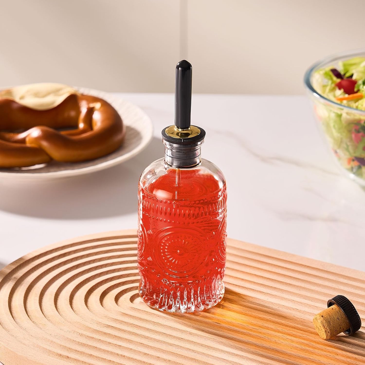 1 Pack Glass Coffee Syrup Dispenser Bottles 7 OZ Simple Syrup Bottles W/ Metal