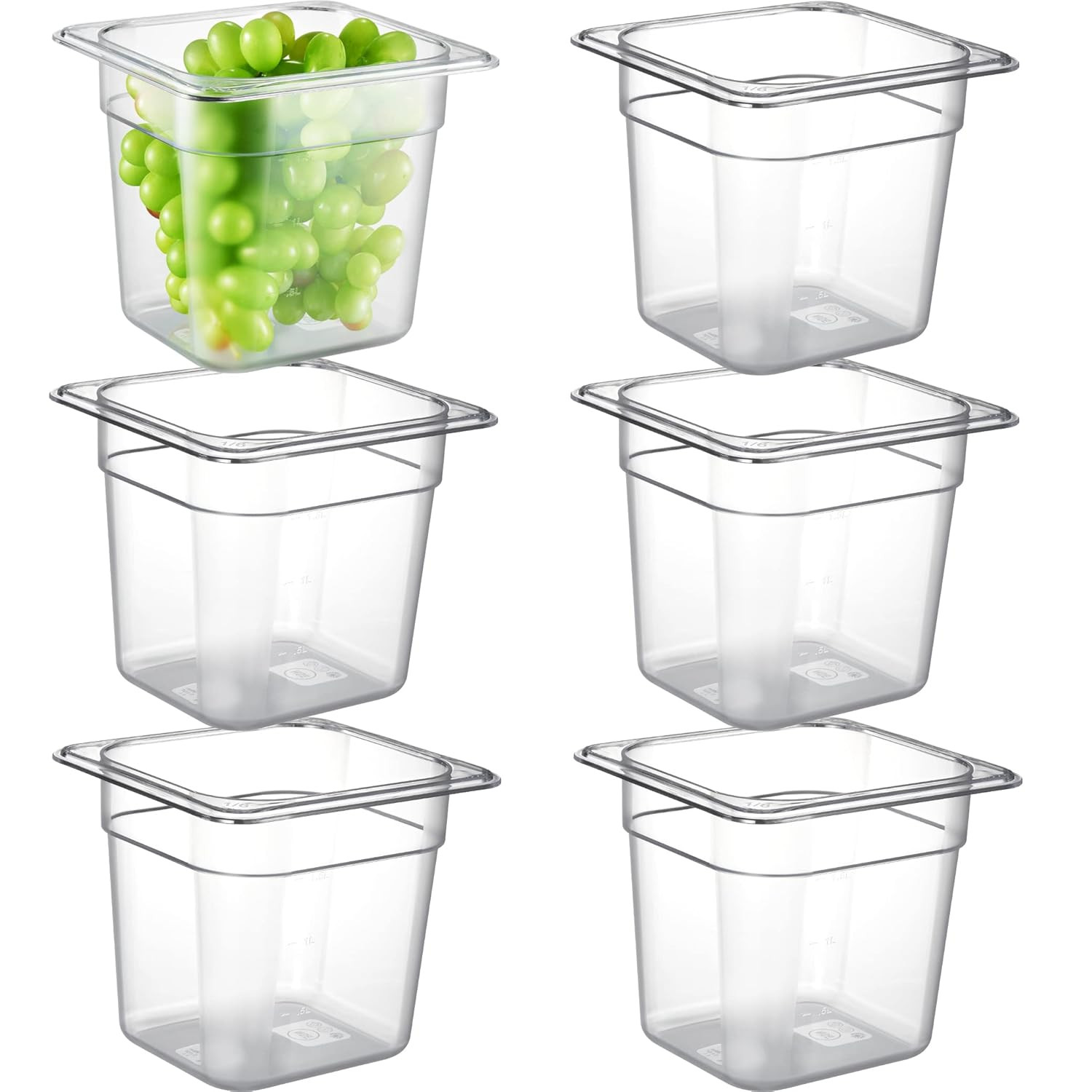 6-Pack 1/6 Size 6″ Deep NSF Polycarbonate Food Pans | Dishwasher & Freezer Sa…