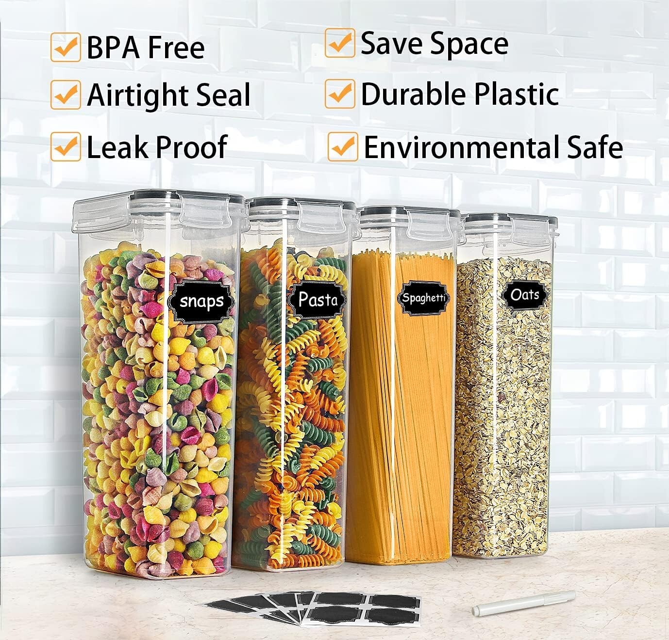9Pcs Airtight Food Storage Container 2.8L for Sugar, Flour, Snack, Baking Supply