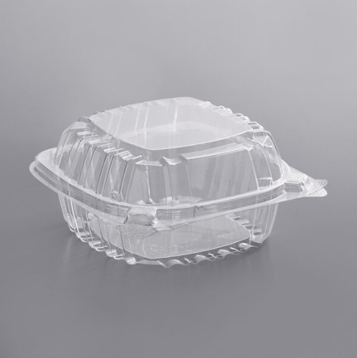 5-3/8″ x 5-1/4″ x 2-5/8″ Container Plastic Clear Hinged 500/Case