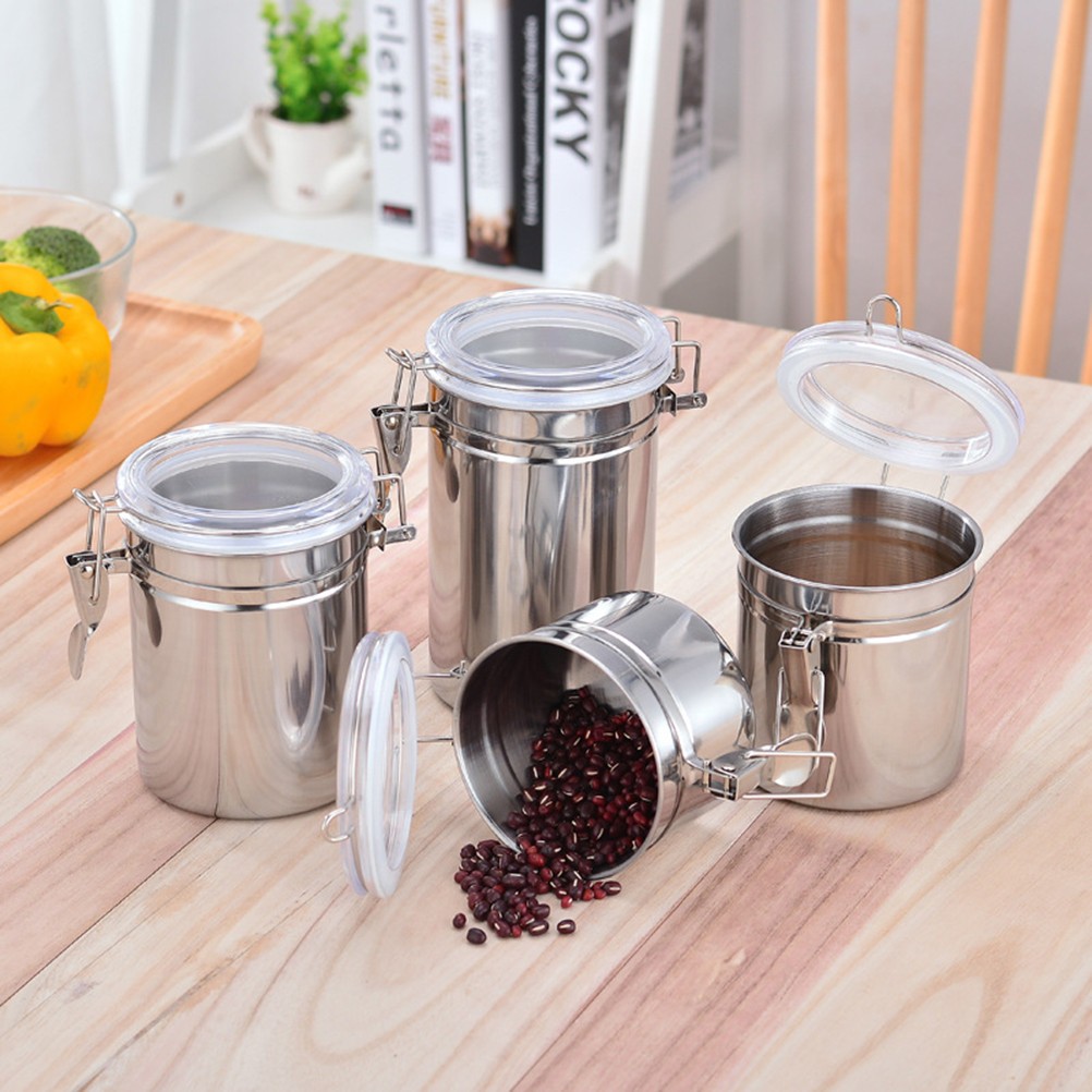 Coffee Bean Storage Cans 1Pcs Silver For Home Use And Travel