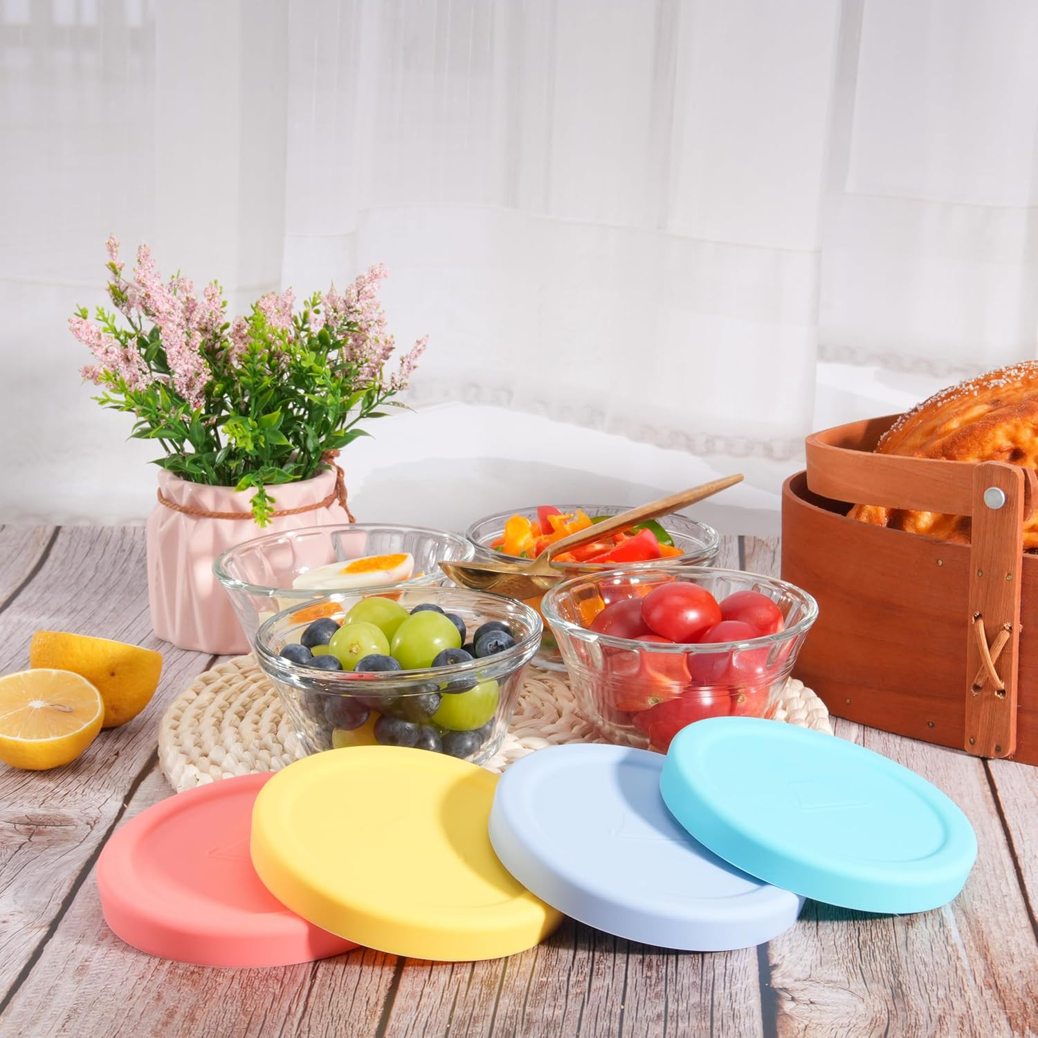 4 PCS Silicone Replacement Lids for Pyrex and Anchor Hocking Glass Custard Cu…