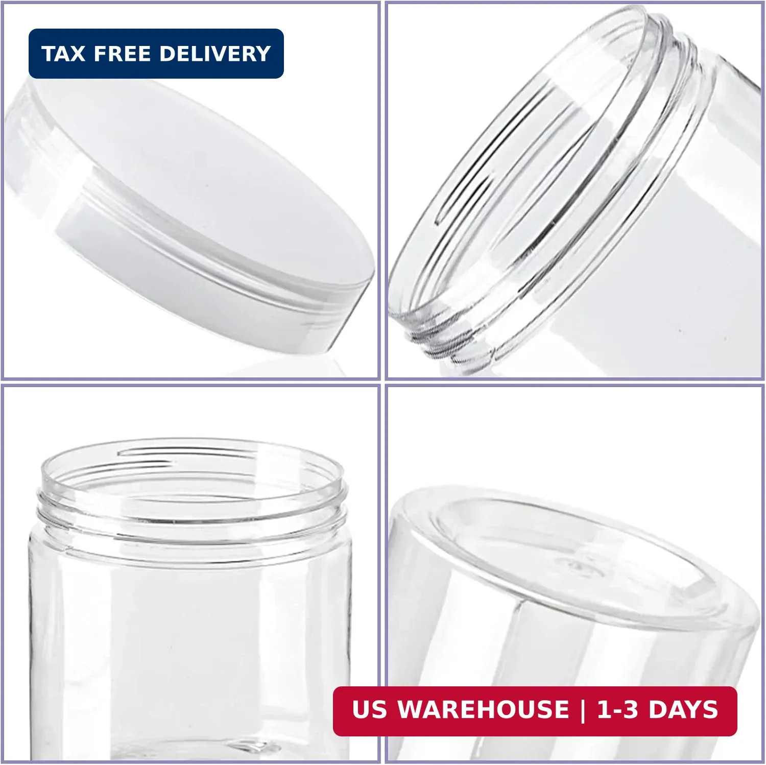 20 Pack 4oz Clear Plastic Jars with Lids,115ml Wide-Mouth Refillable Storage Con