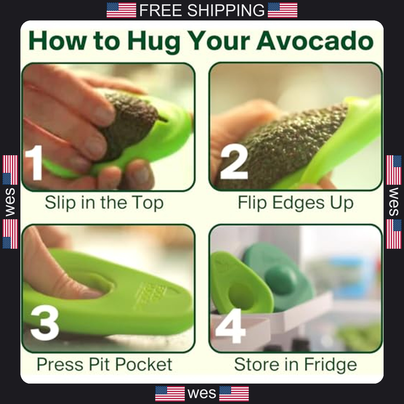 Food Huggers Avocado Saver BPA-Free Silicone Reusable Freshness Keeper