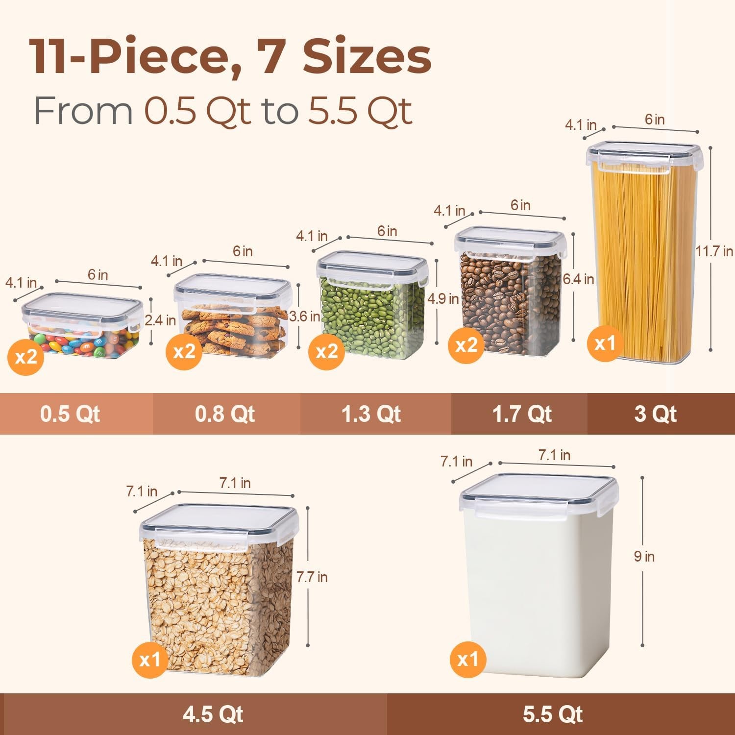 Airtight Food Storage Containers with Lids 11 Pcs Canisters Sets for the