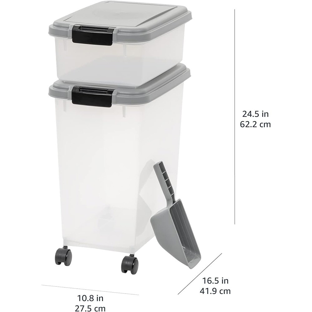 Airtight Pet Food Storage Container Combo with Scoop Removable Wheels, 33QT+12QT