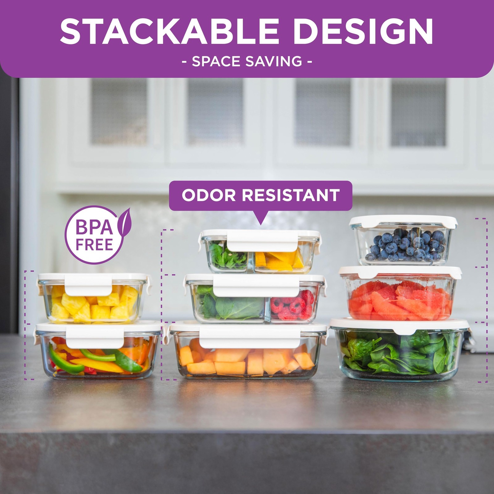 Vacuum Food Storage Containers, Set of 8 Glass Containers & Electronic Pump -…