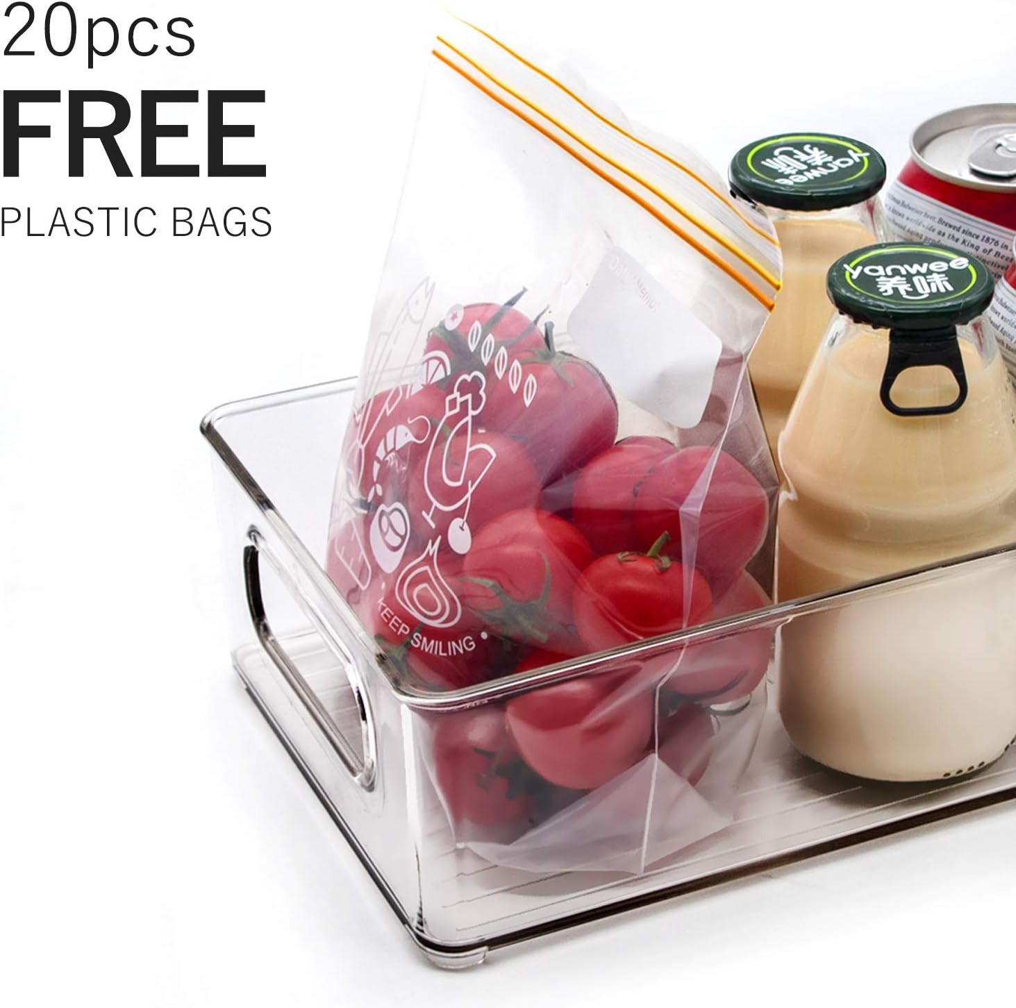 Stackable Refrigerator Organizer Bins, 6 Pack Clear Kitchen Organizer Container