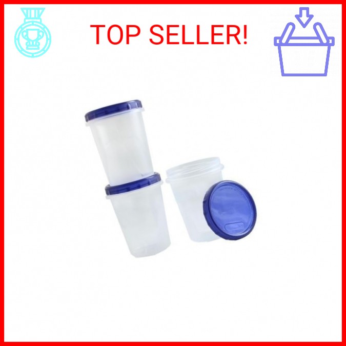 [32Oz – Blue – 3 Pk] Twist Top Food Storage Containers Leak-Proof, Airtight Soup