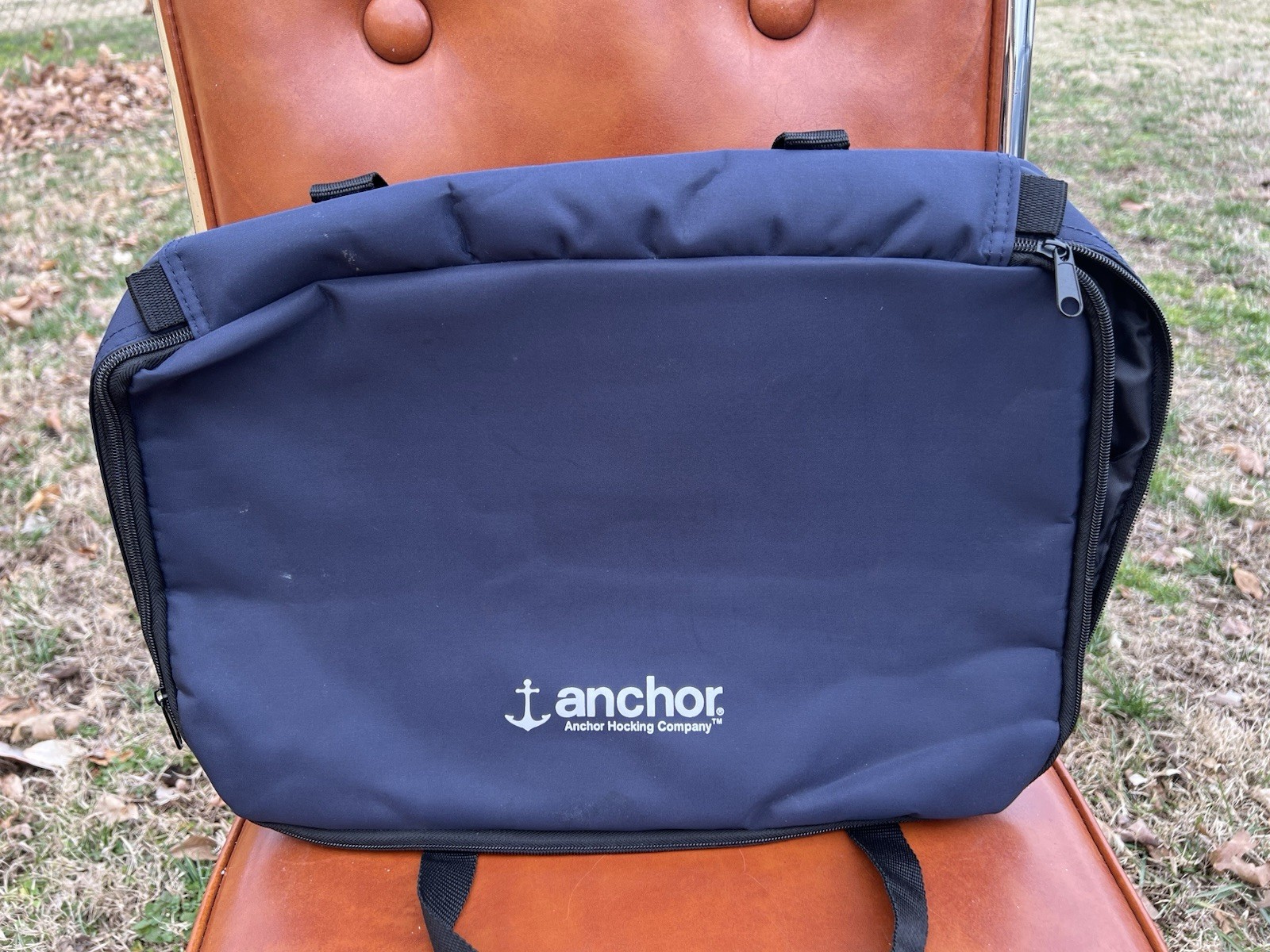 Pre-Owned Anchor Hot/Cold Casserole Carrier 16″ x 10″ Blue Insulated Tote Bag