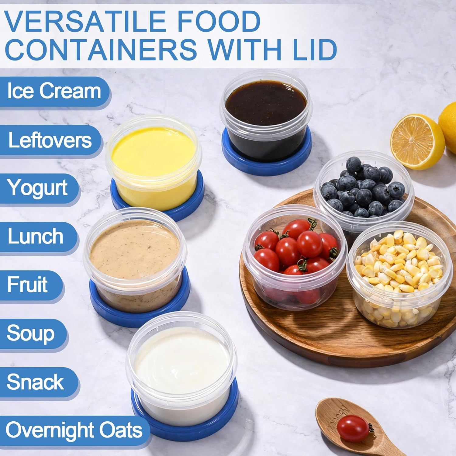 6 Pcs 8 Oz Plastic Containers with Screw Lids, Reusable Clear Food Storage Co…