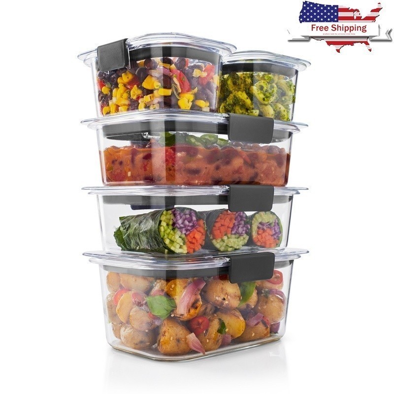 Leak Proof Food Storage Containers Set 10PC Airtight Stain Resistant Stackable