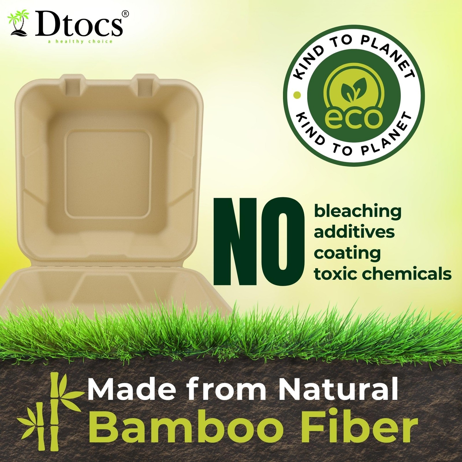 To Go Food Containers With Lids 8×8 Inch [70 Pack] Bamboo Clamshell Take Out …