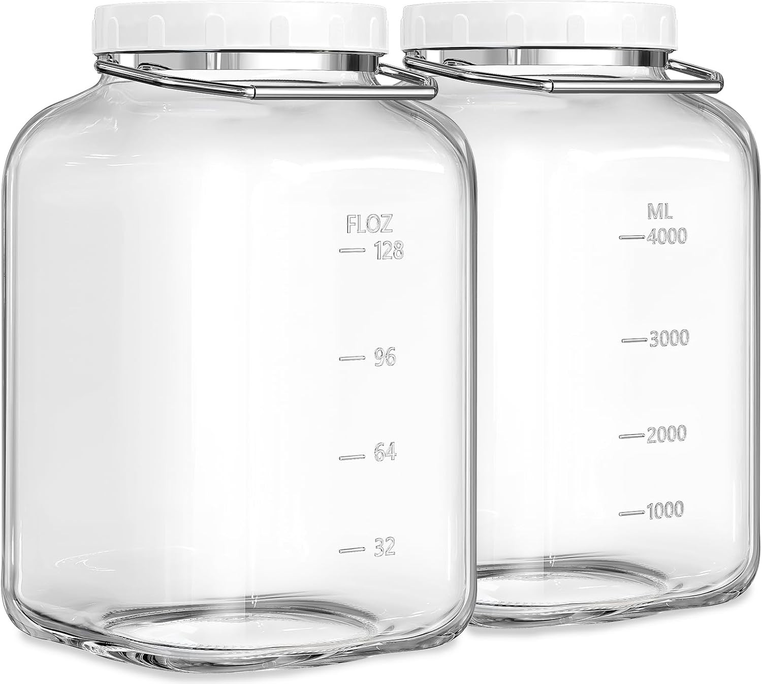 1.5 Gallon Glass Jar with airtight Lid, 2 Pack Wide Mouth Mason Jars with Sturdy