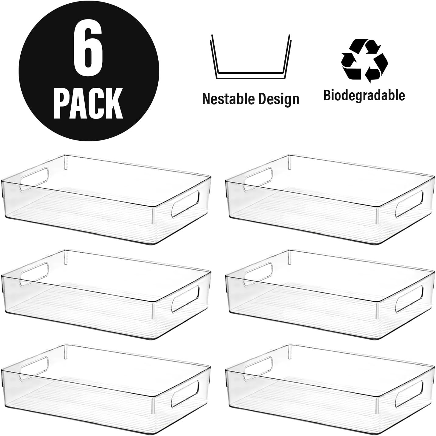 Clear Plastic Storage Bins, Pantry Organizers and Storage or Kitchen Organizatio