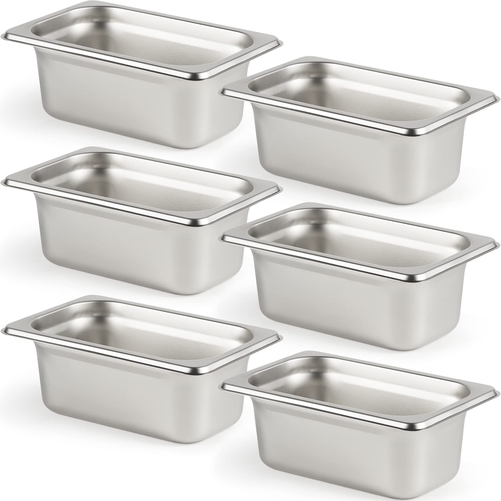 CURTA 6 Pack Anti-Jam Hotel Pans, 1/9 Size 2 1/2 Inch Deep, NSF Commercial 18…