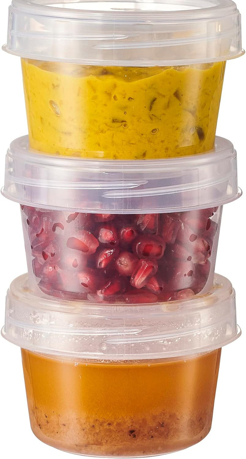 6 Pack Twist Cap Food Storage Containers with Clear Screw on Lid- 4 oz Reusab…