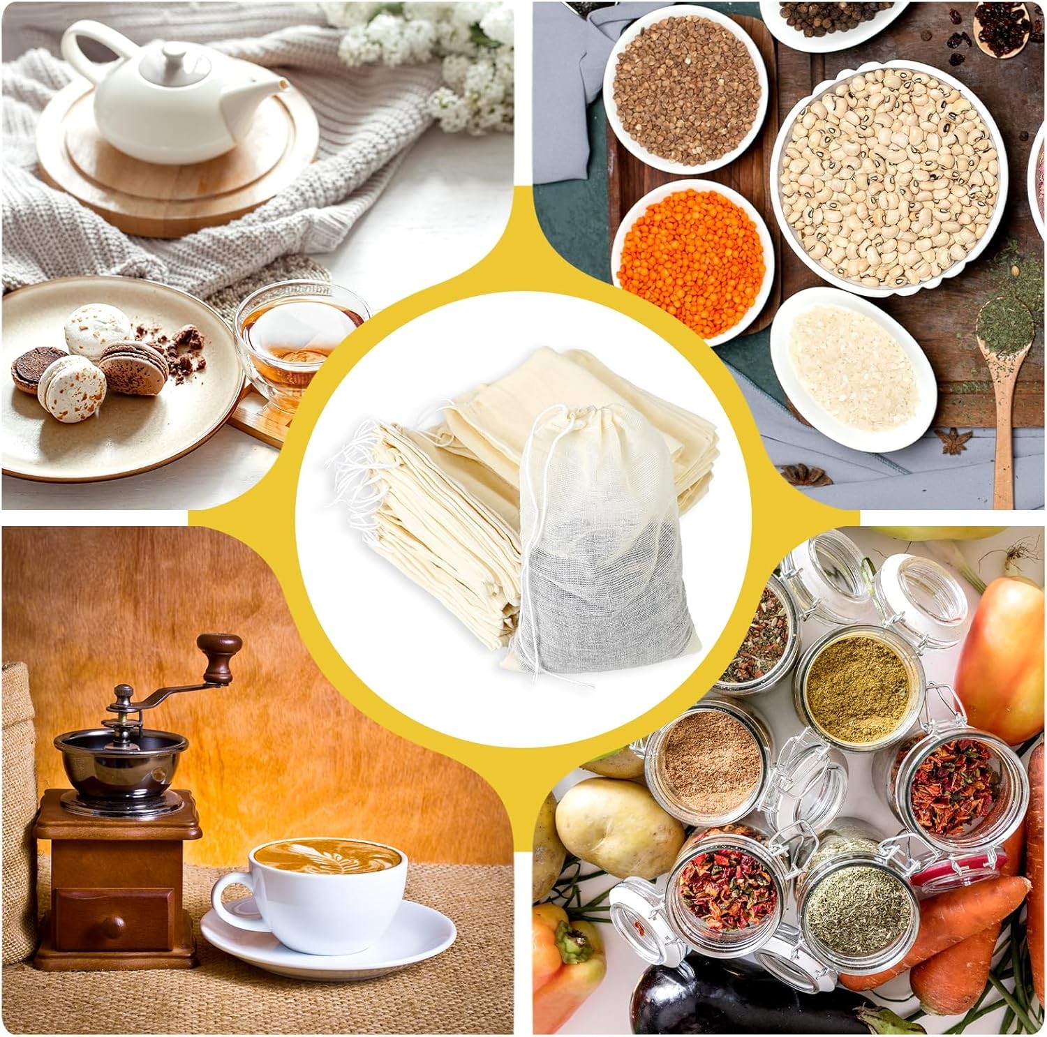 Spice Bags for Cooking, 30PCS Muslin Drawstring Soap Reusable Empty Tea…