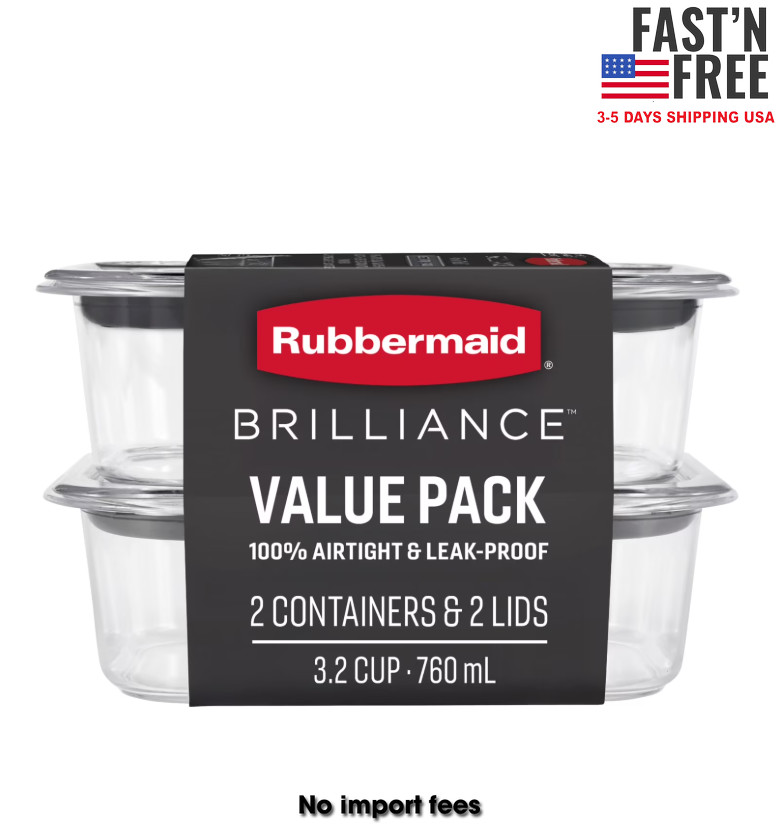 Rubbermaid 3.2 Cup Brilliance Stain-Proof Food Storage Container, Set of 2
