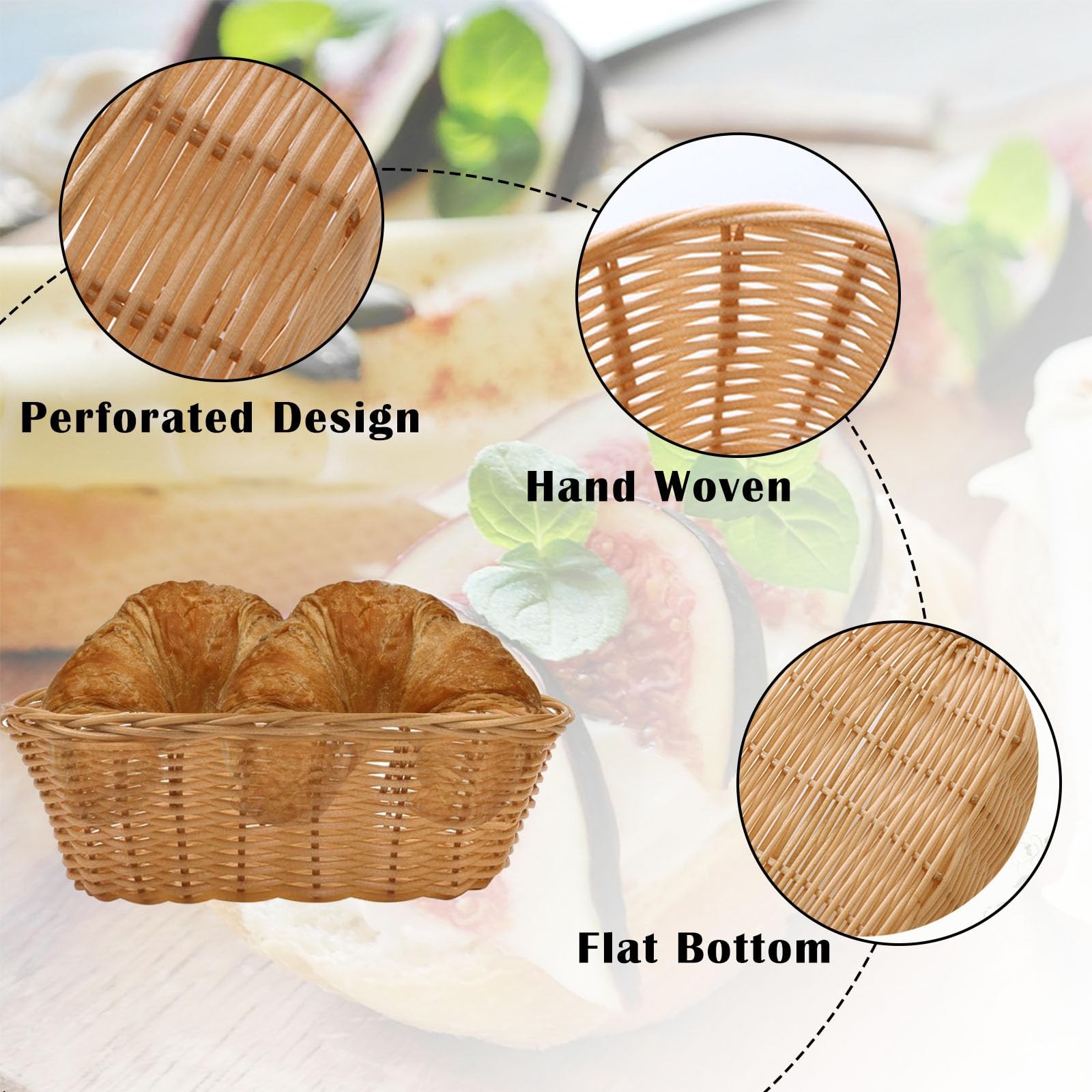 12 Pack Plastic Oval Basket, Empty Bread Basket 10 x 6.25 x 3 Inch Food Stora…