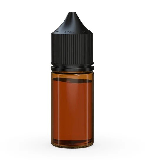 CHUBBY GORILLA 30ML STUBBY Bottles (5pack) TRANSLUCENT AMBER BOTTLE/BLACK LID