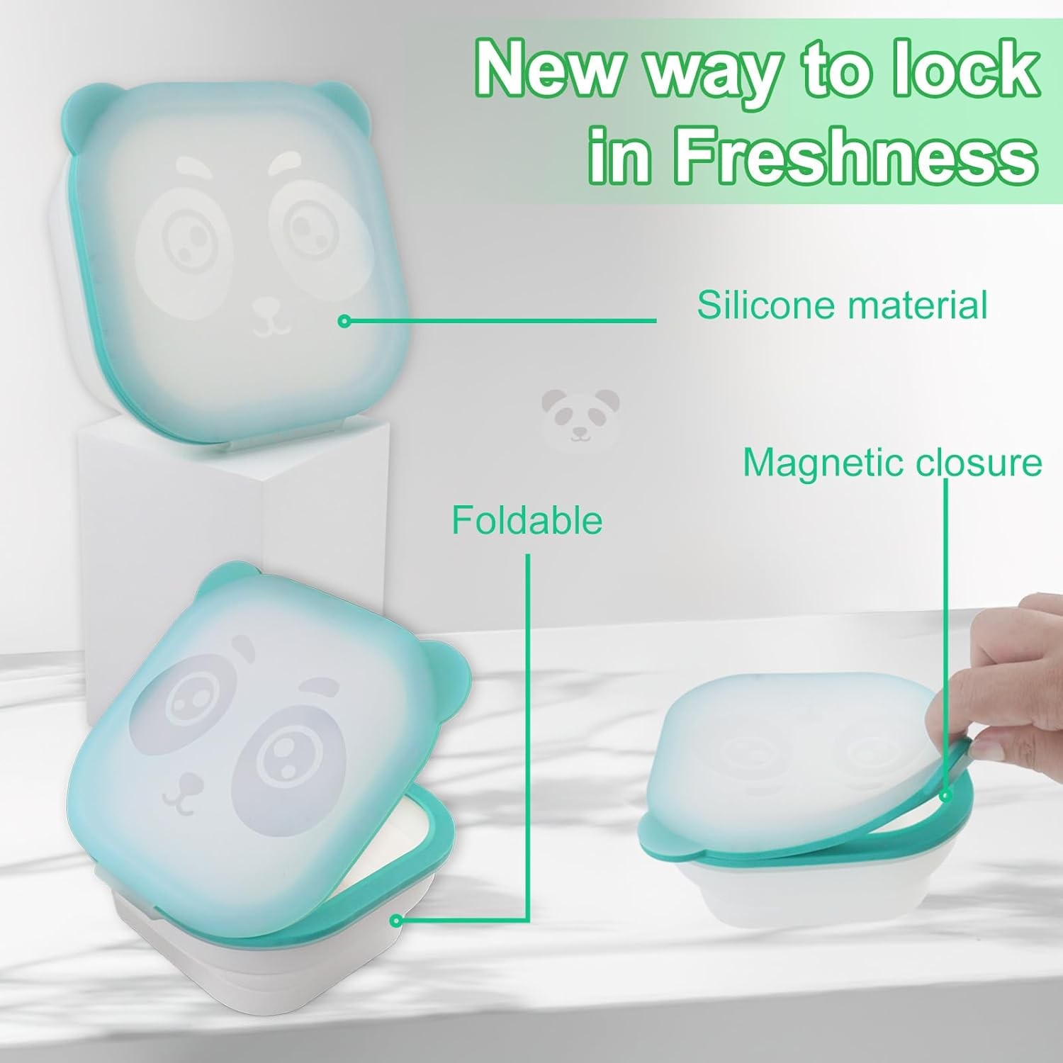 Foldable Magnetic Food Storage Container Transparent Food Grade Silicone Durable